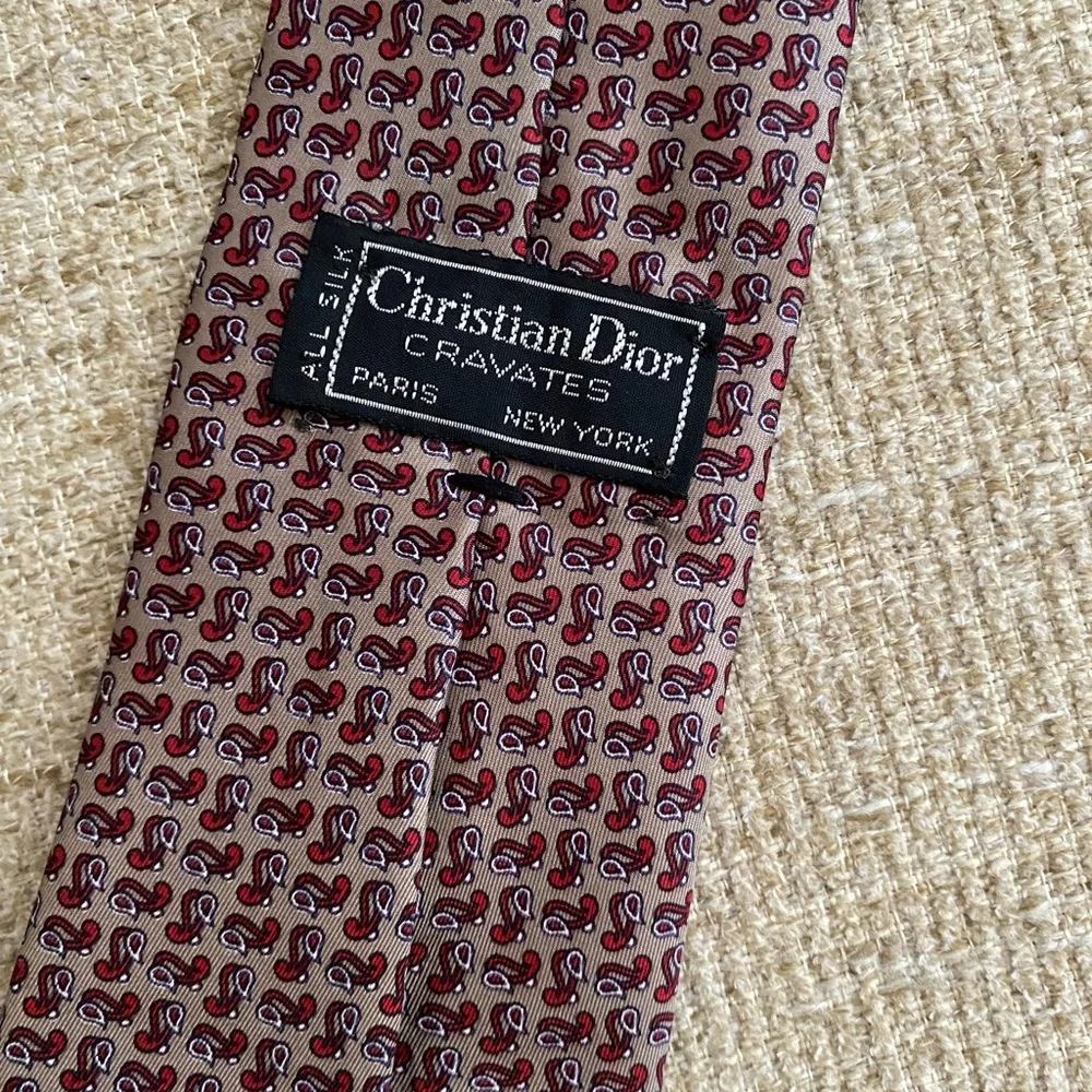 Christian Dior Grey Printed Silk Men's Tie